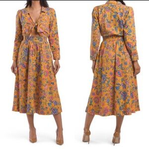 House of Harlow 1960 Revolve Cheyna Orange Floral Bohemian Midi Dress - Size XS